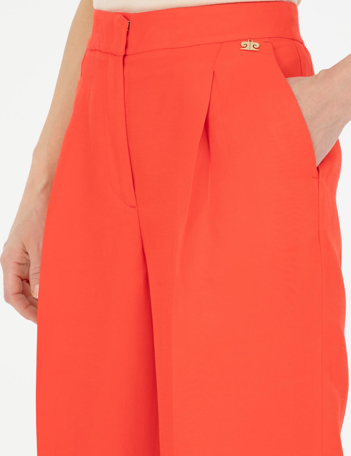 Nar Çiçeği Keten Karışımlı Kumaş Pantolon - 50282084013