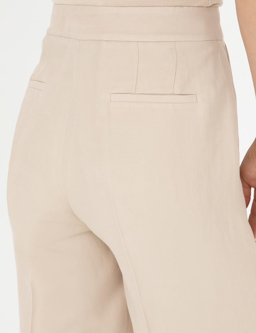 Kum Keten Karışımlı Kumaş Pantolon