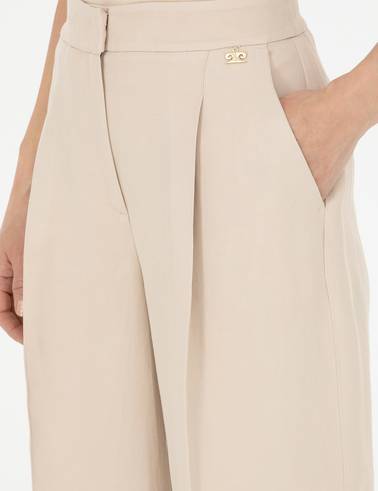 Kum Keten Karışımlı Kumaş Pantolon