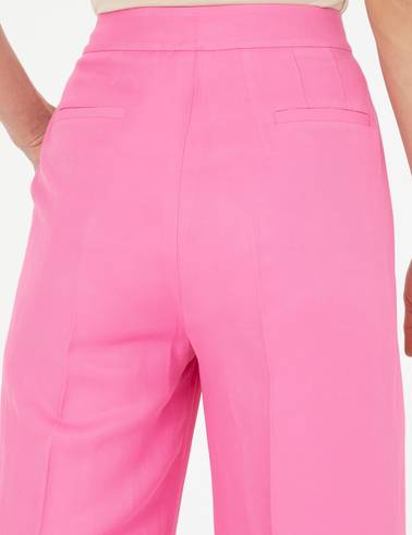 Pembe Keten Karışımlı Kumaş Pantolon