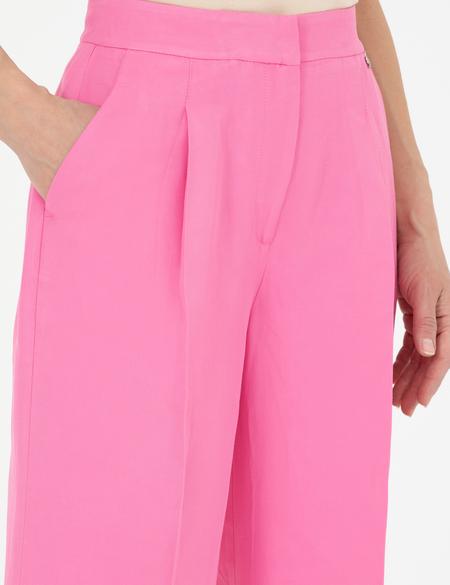 Pembe Keten Karışımlı Kumaş Pantolon - 50282084037