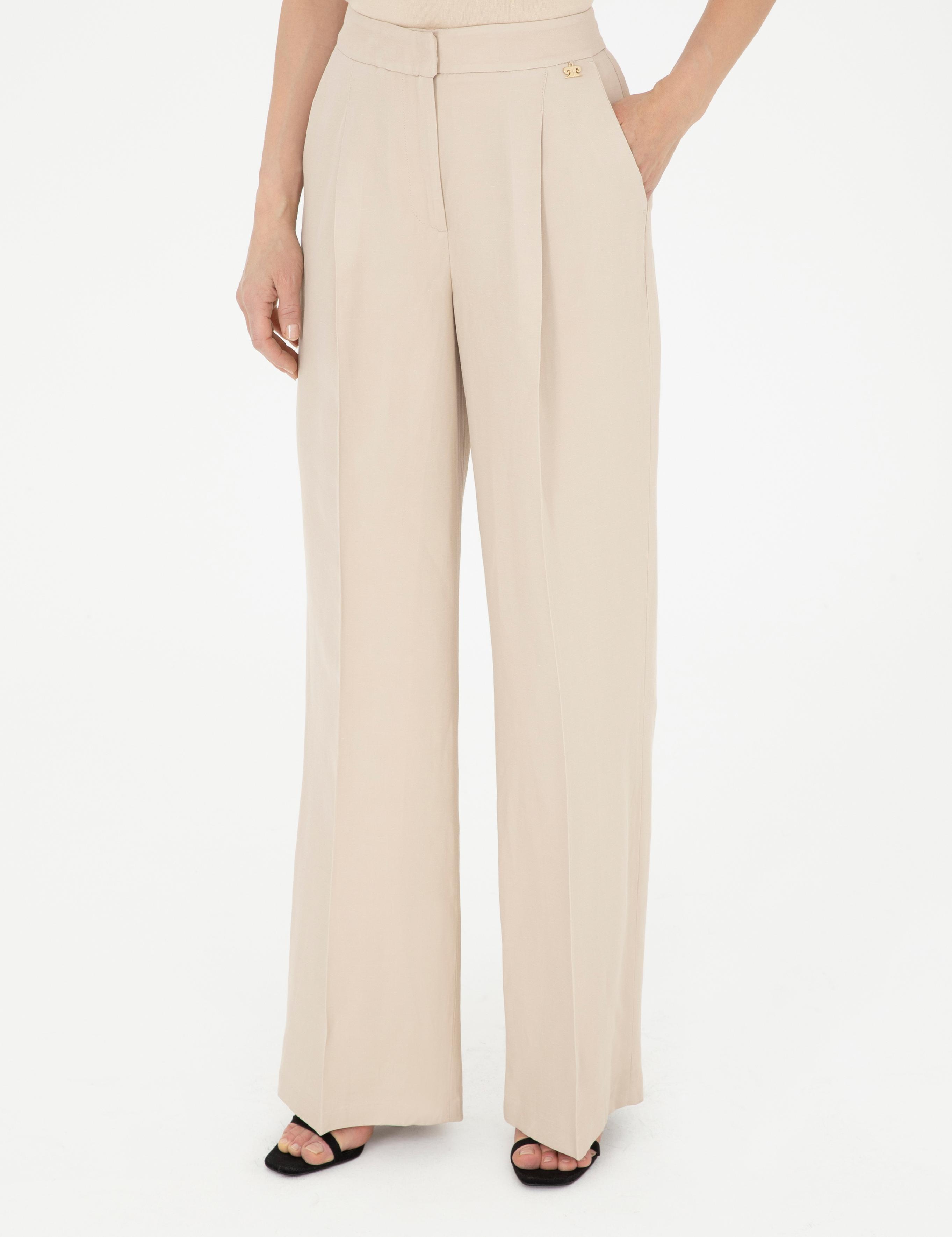 Kum Keten Karışımlı Kumaş Pantolon