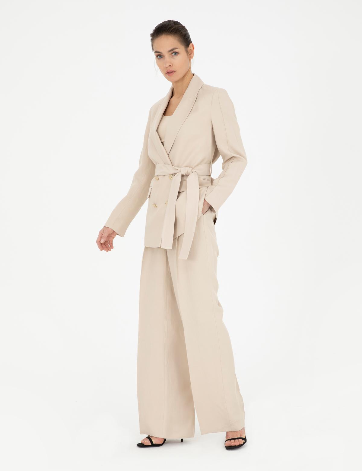 Kum Keten Karışımlı Kumaş Pantolon - 50282084032