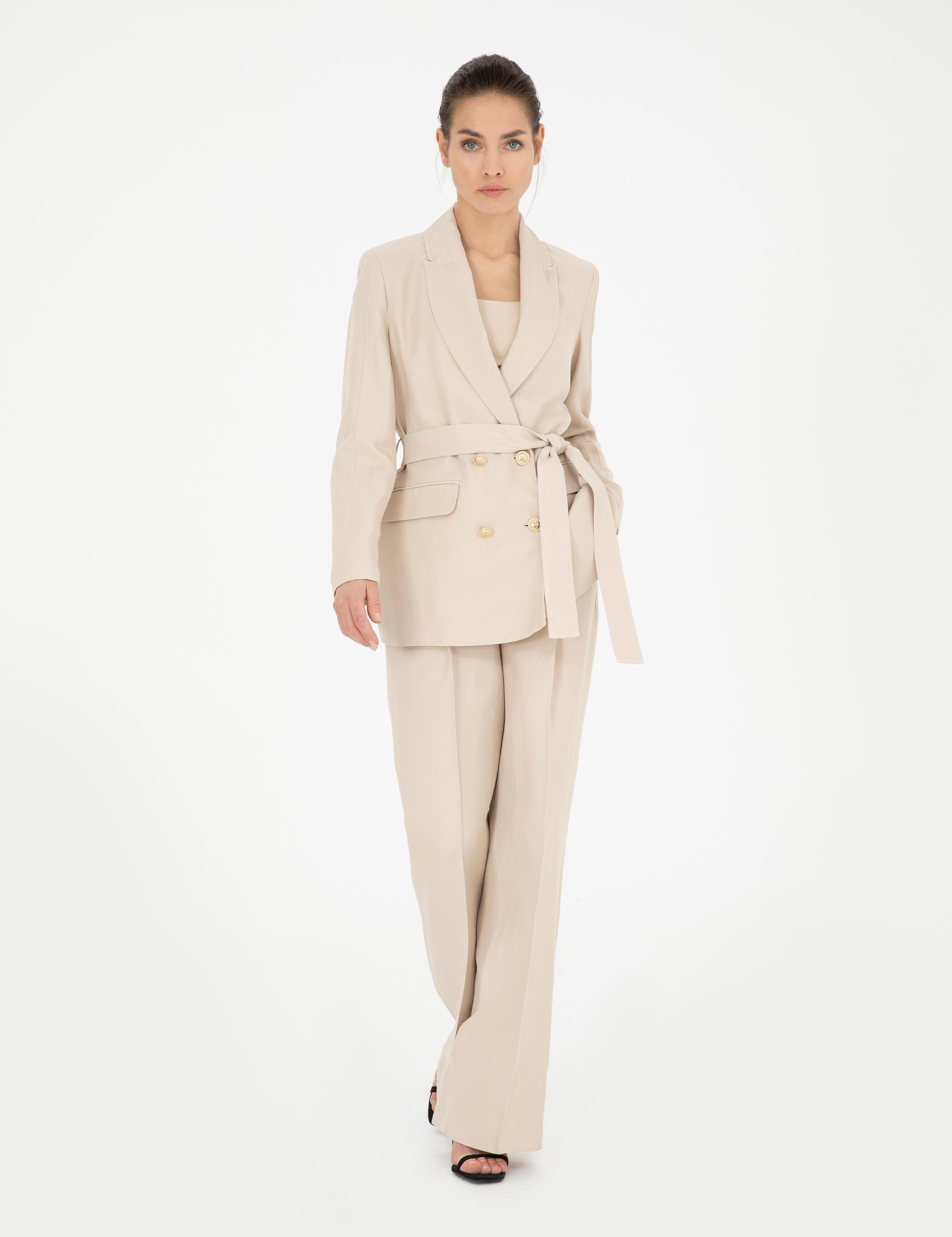 Kum Keten Karışımlı Kumaş Pantolon