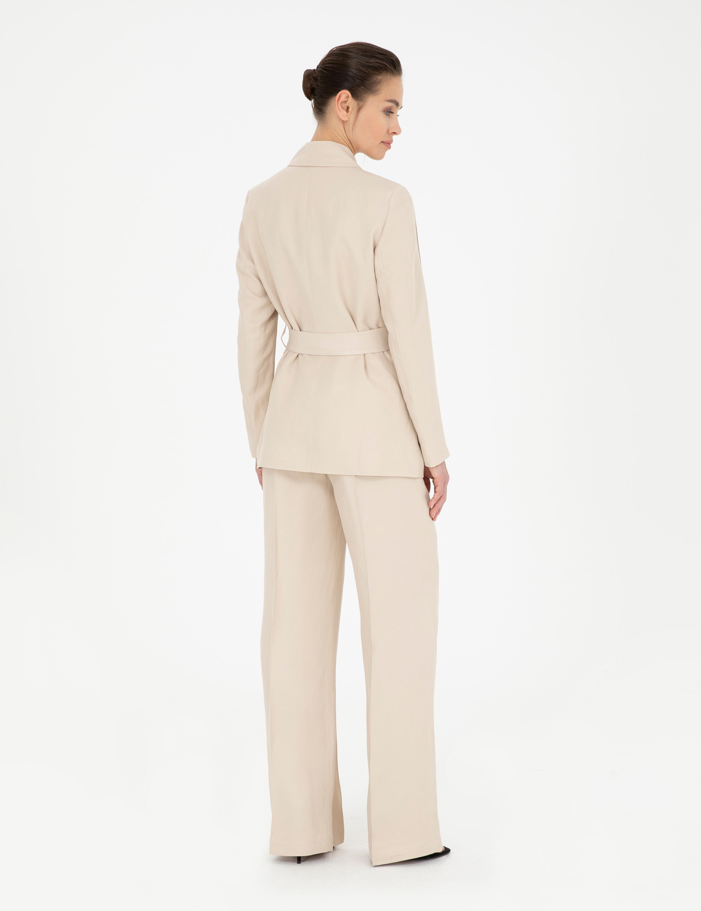 Kum Keten Karışımlı Kumaş Pantolon