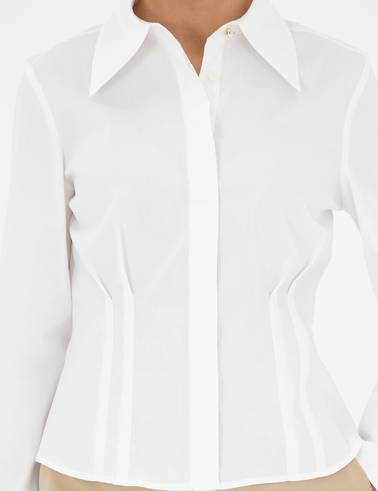 Beyaz Slim Fit Uzun Kollu Gömlek