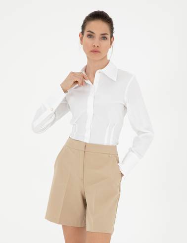 Beyaz Slim Fit Uzun Kollu Gömlek
