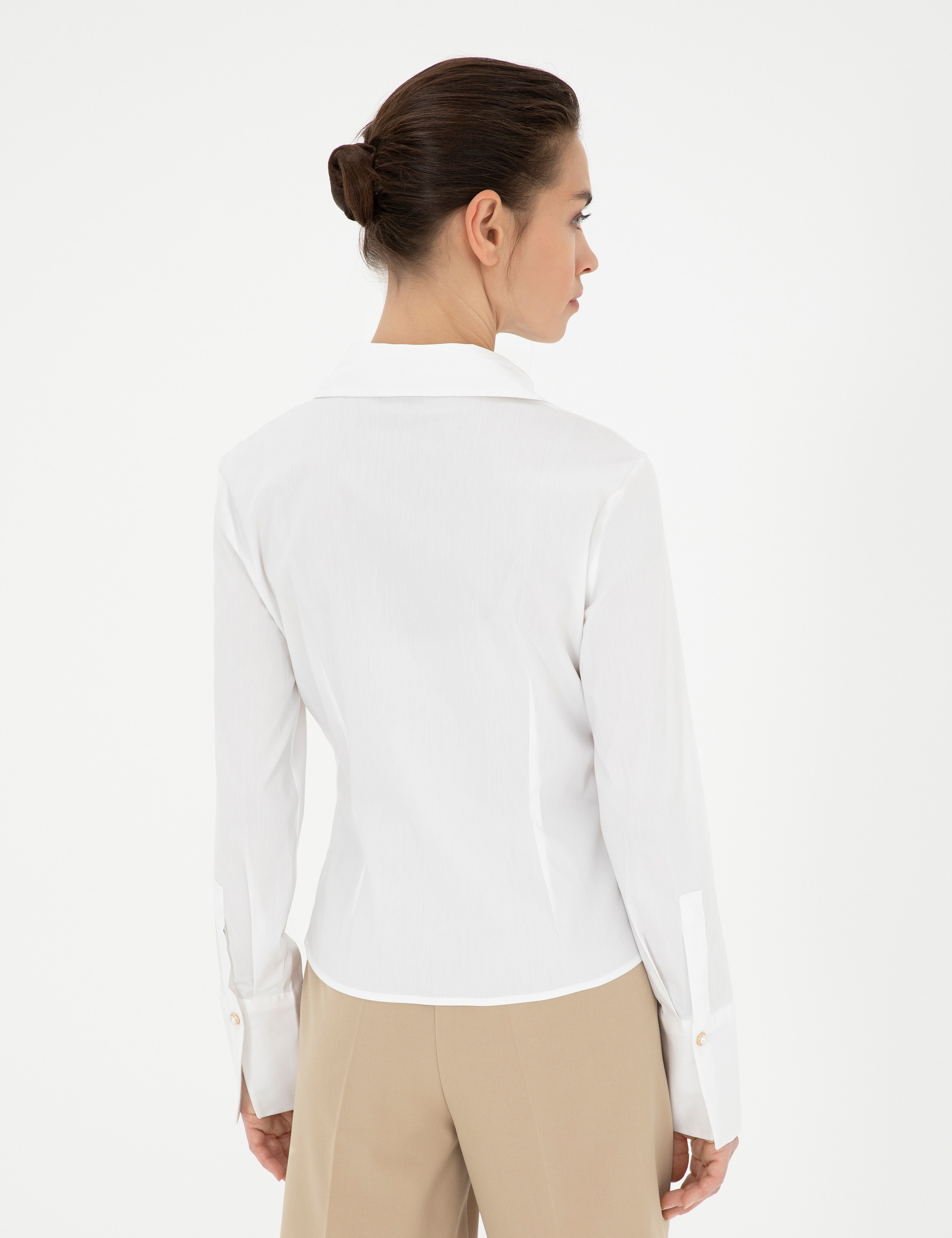 Beyaz Slim Fit Uzun Kollu Gömlek - Image 5