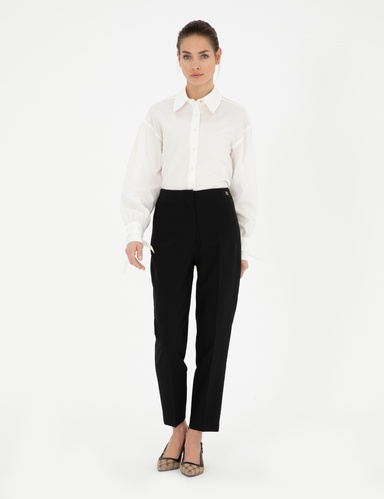Siyah Carrot Fit Kumaş Pantolon