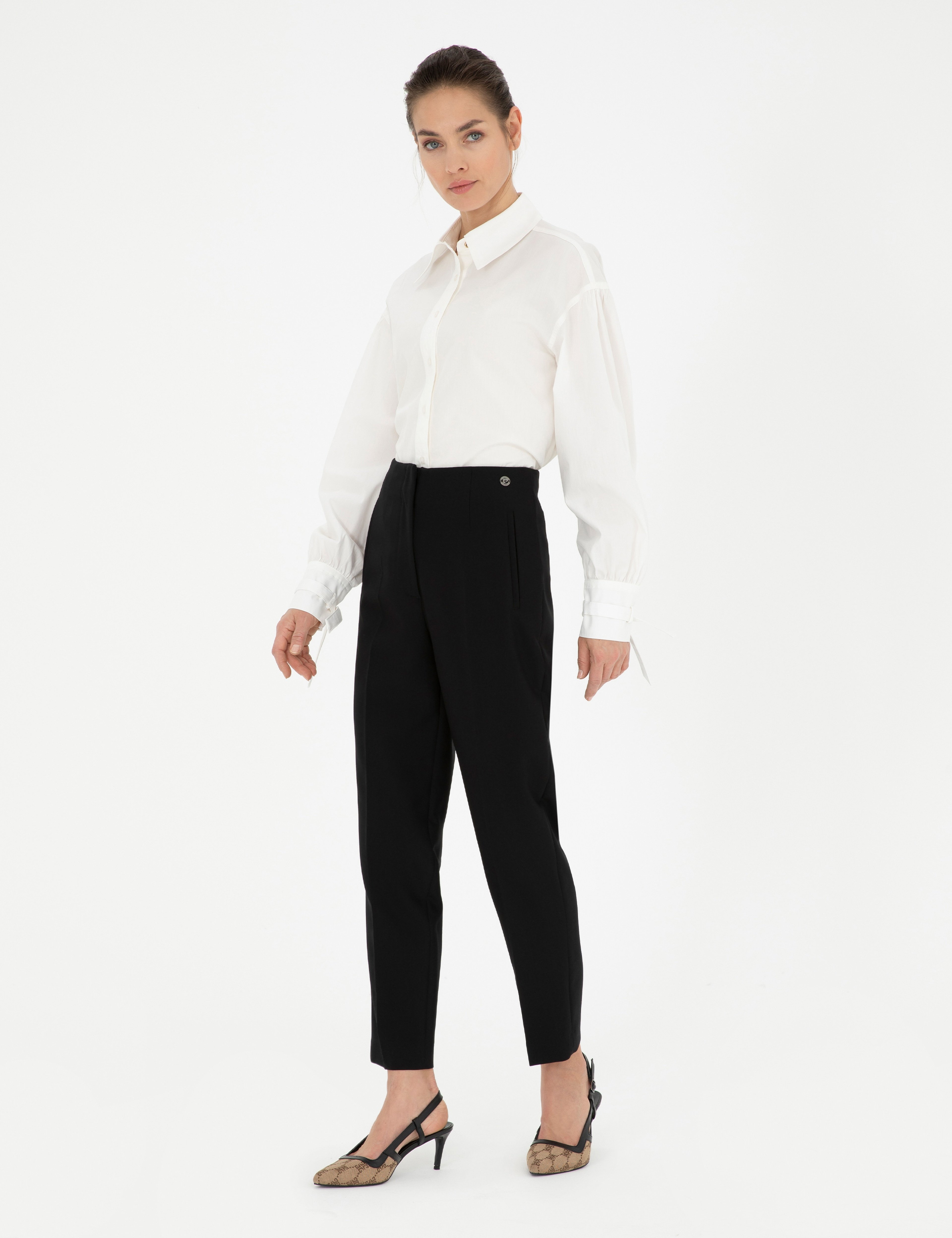 Siyah Carrot Fit Kumaş Pantolon