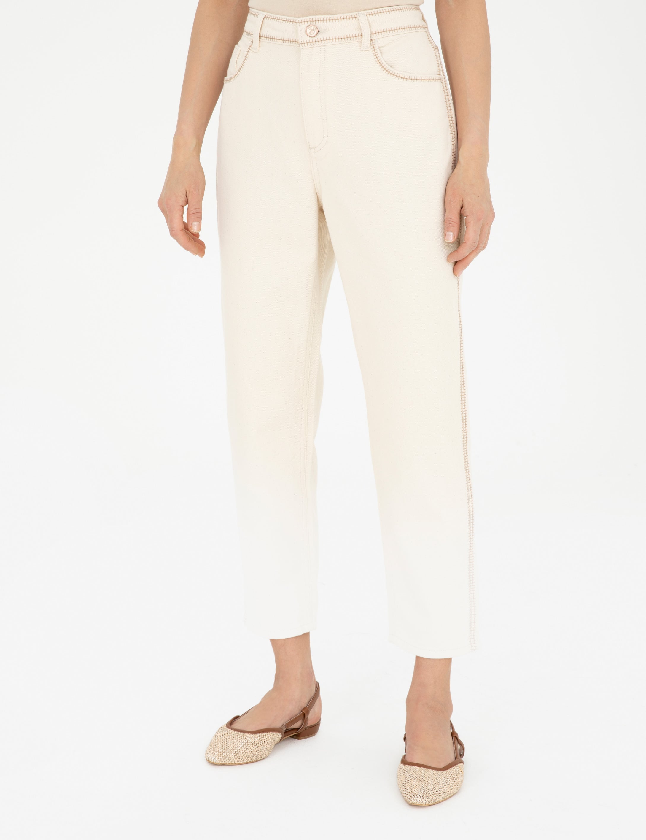 Krem Carrot Fit Spor Pantolon - Image 2