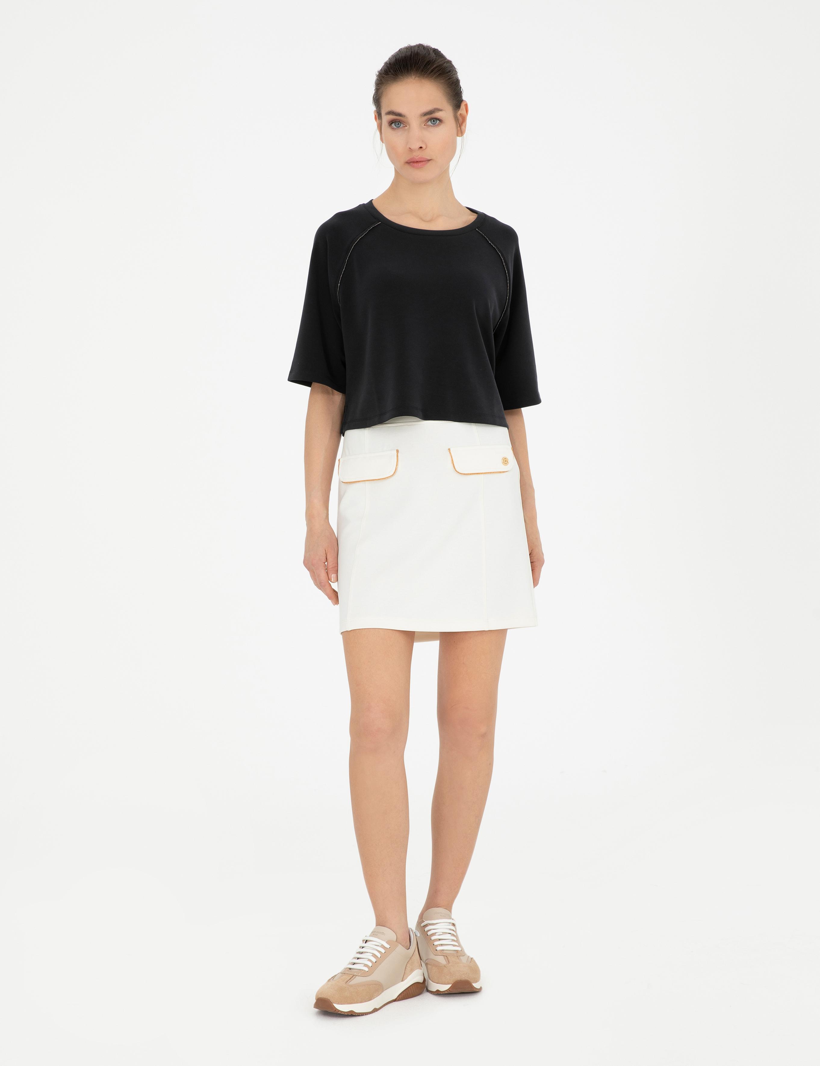 Ekru A Kesim Örme Etek