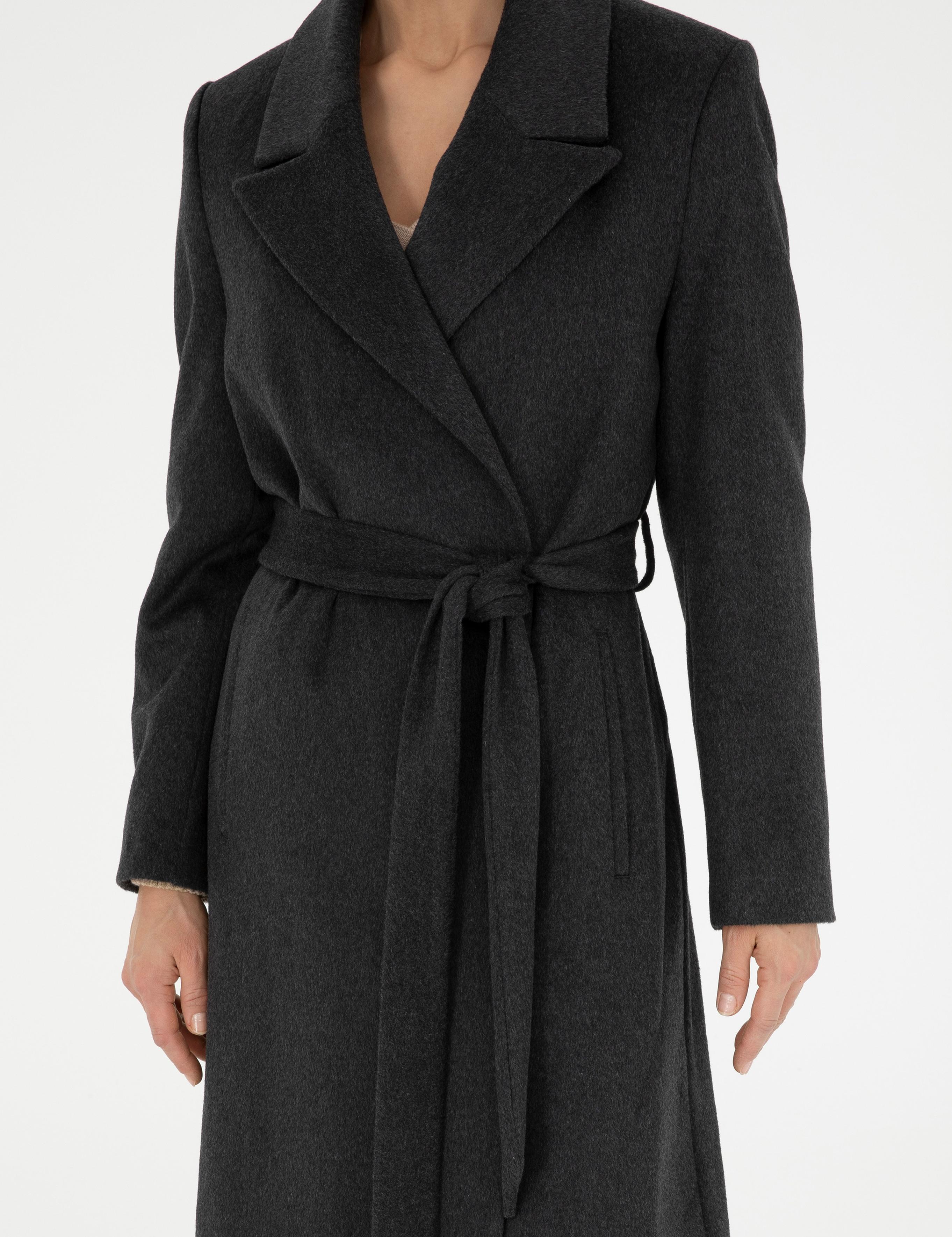 Koyu Antrasit Kaşe Kaban