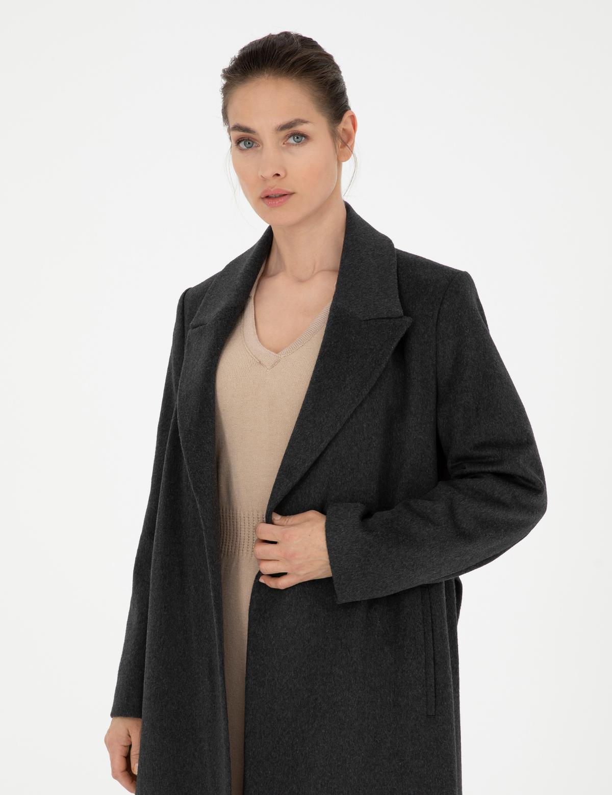 Koyu Antrasit Kaşe Kaban - 50272213069