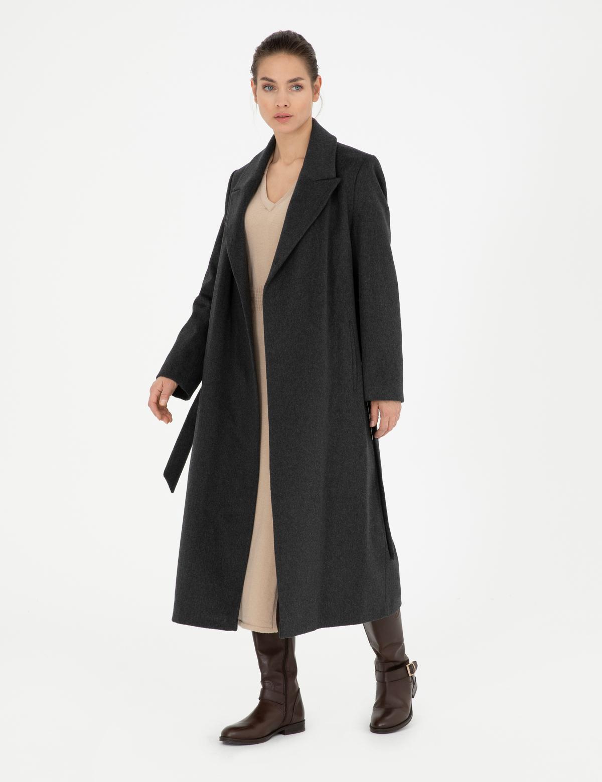 Koyu Antrasit Kaşe Kaban - 50272213069