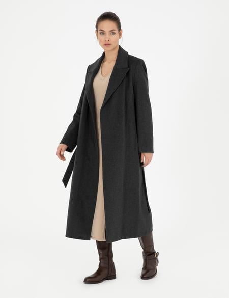 Koyu Antrasit Kaşe Kaban - 50272213069