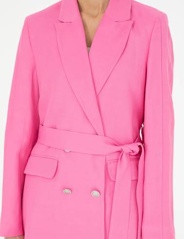 Pembe Keten Karışımlı Regular Fit Ceket