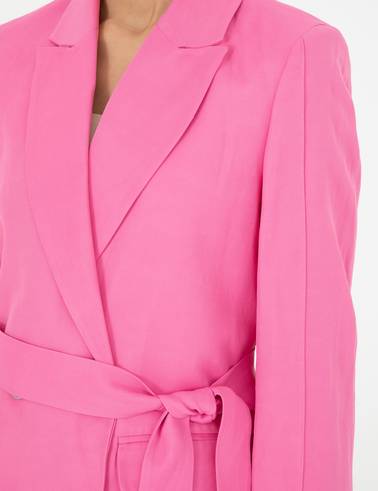 Pembe Keten Karışımlı Regular Fit Ceket