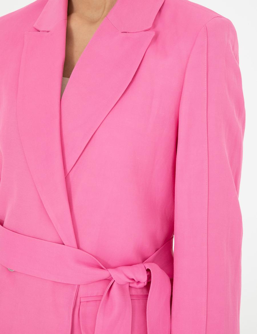 Pembe Keten Karışımlı Regular Fit Ceket