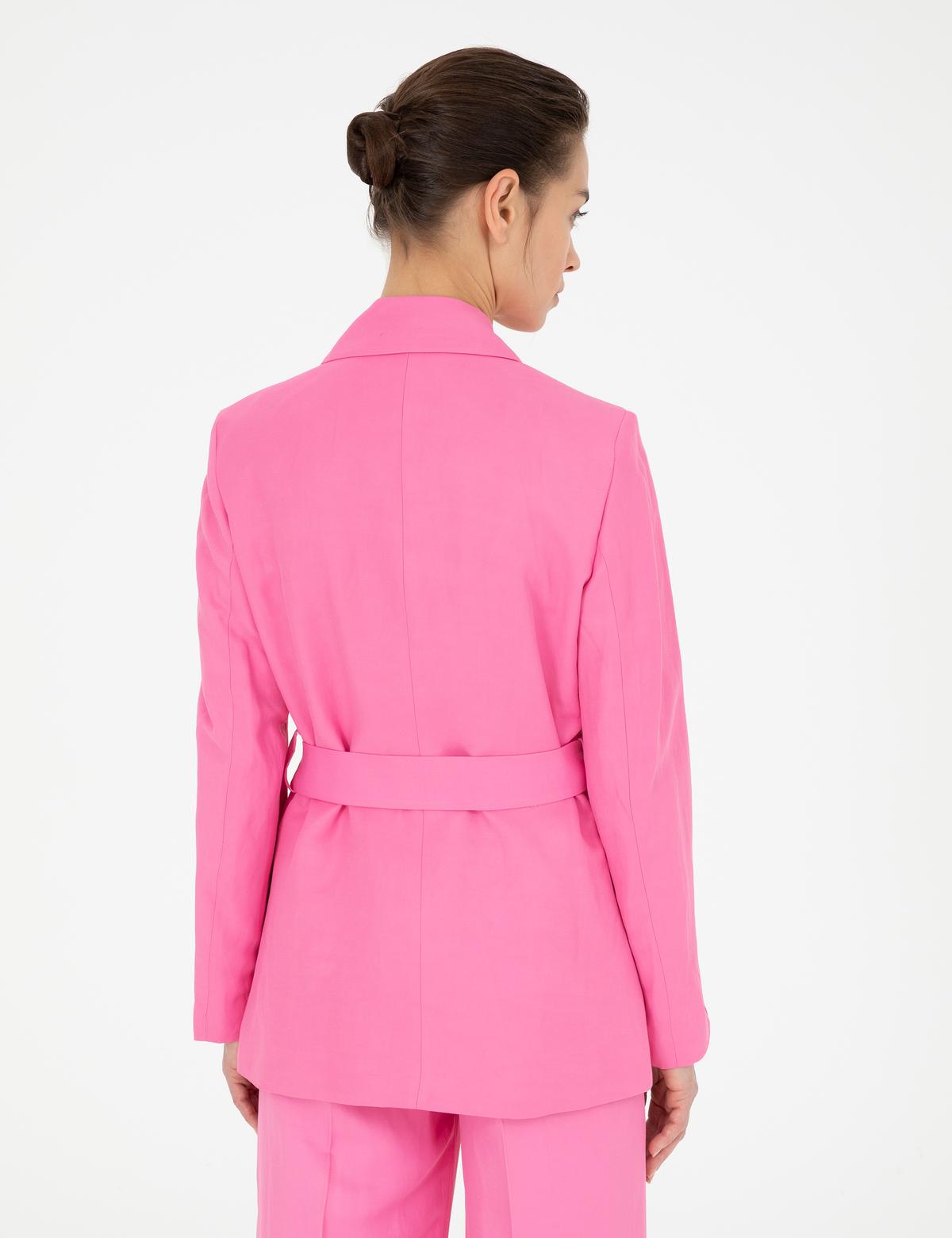 Pembe Keten Karışımlı Regular Fit Ceket - 50282080022