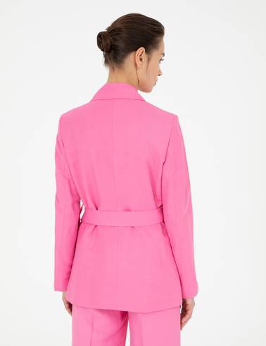 Pembe Keten Karışımlı Regular Fit Ceket