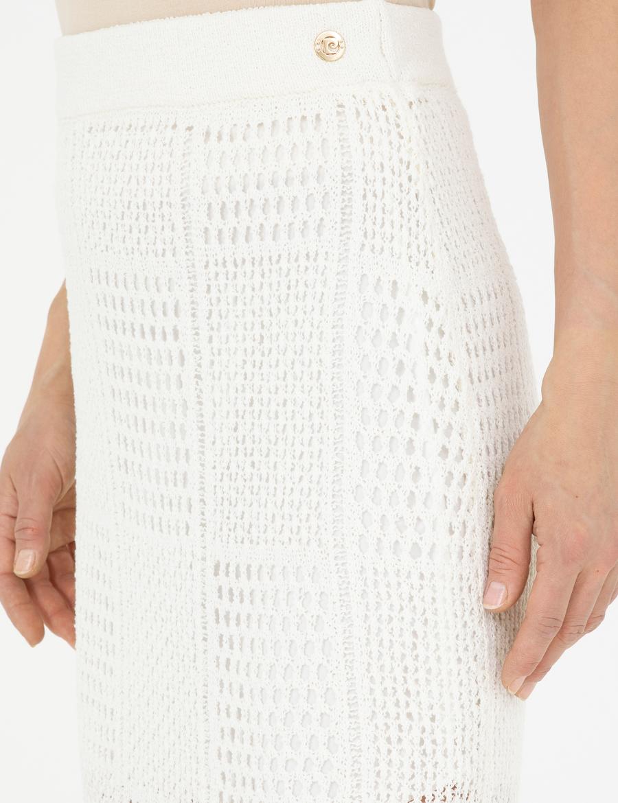 Ekru Kalem Fit Triko Etek