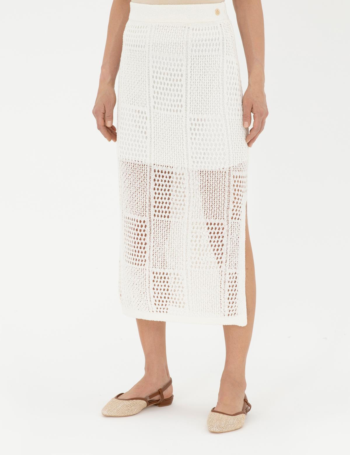 Ekru Kalem Fit Triko Etek - 50284518014