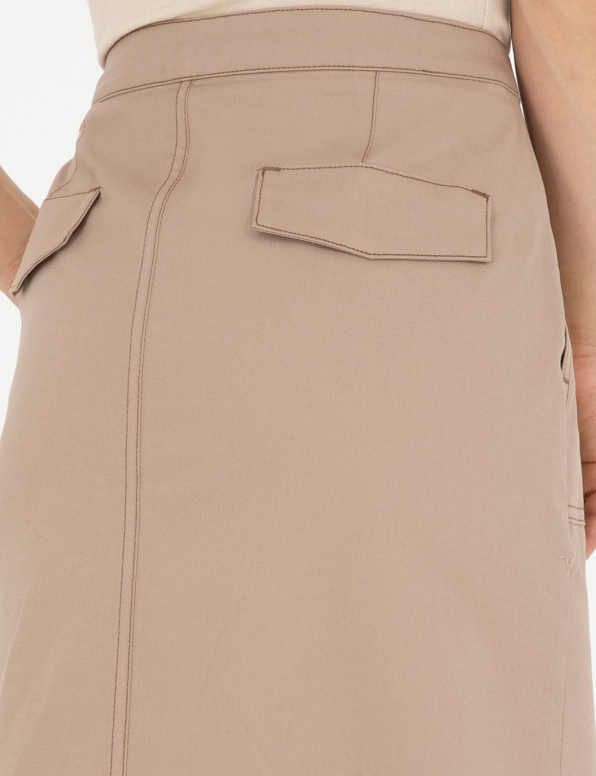 Bej Yırtmaç Detaylı Dokuma Etek - 50284030014