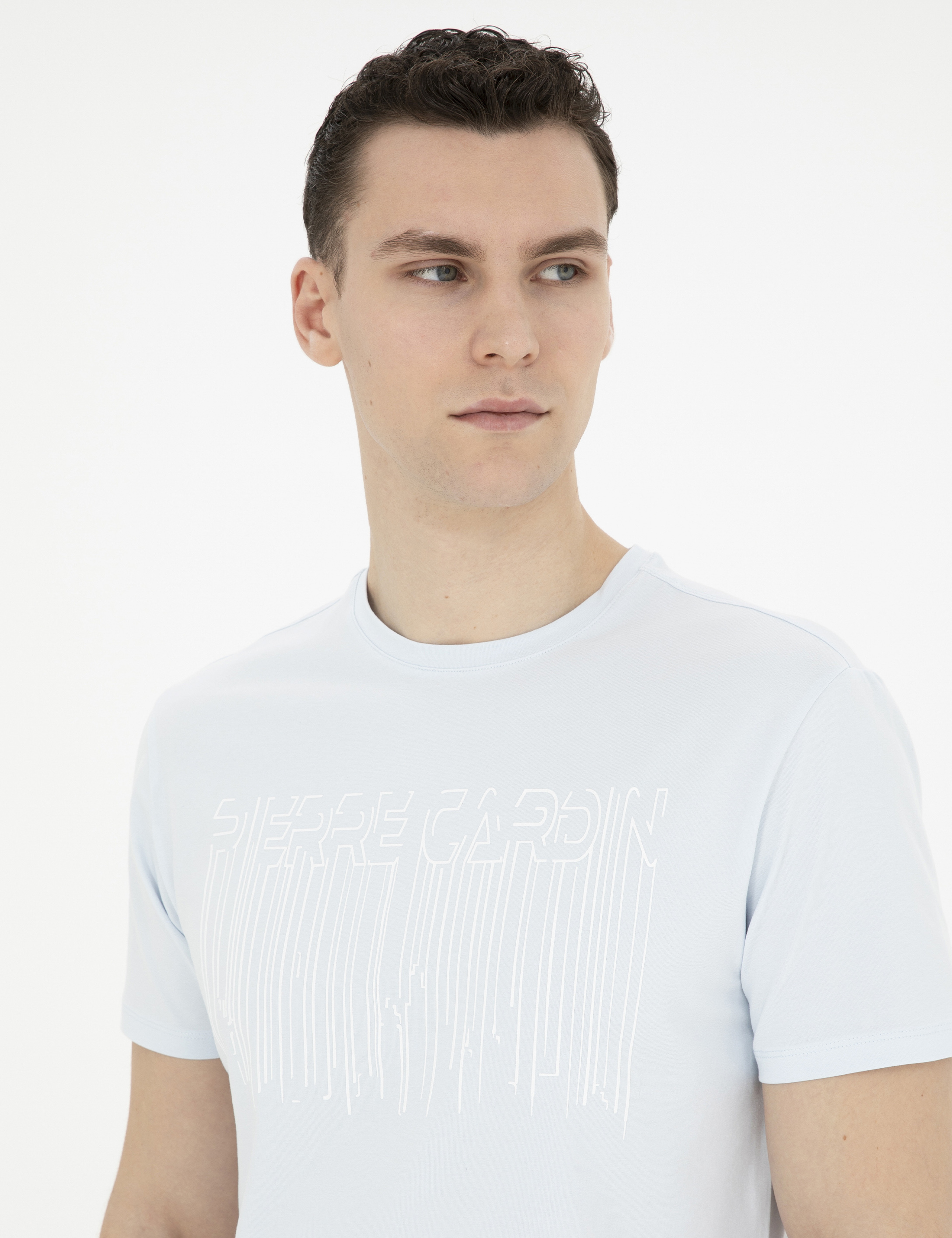 Açık Mavi Slim Fit Tişört - Image 2