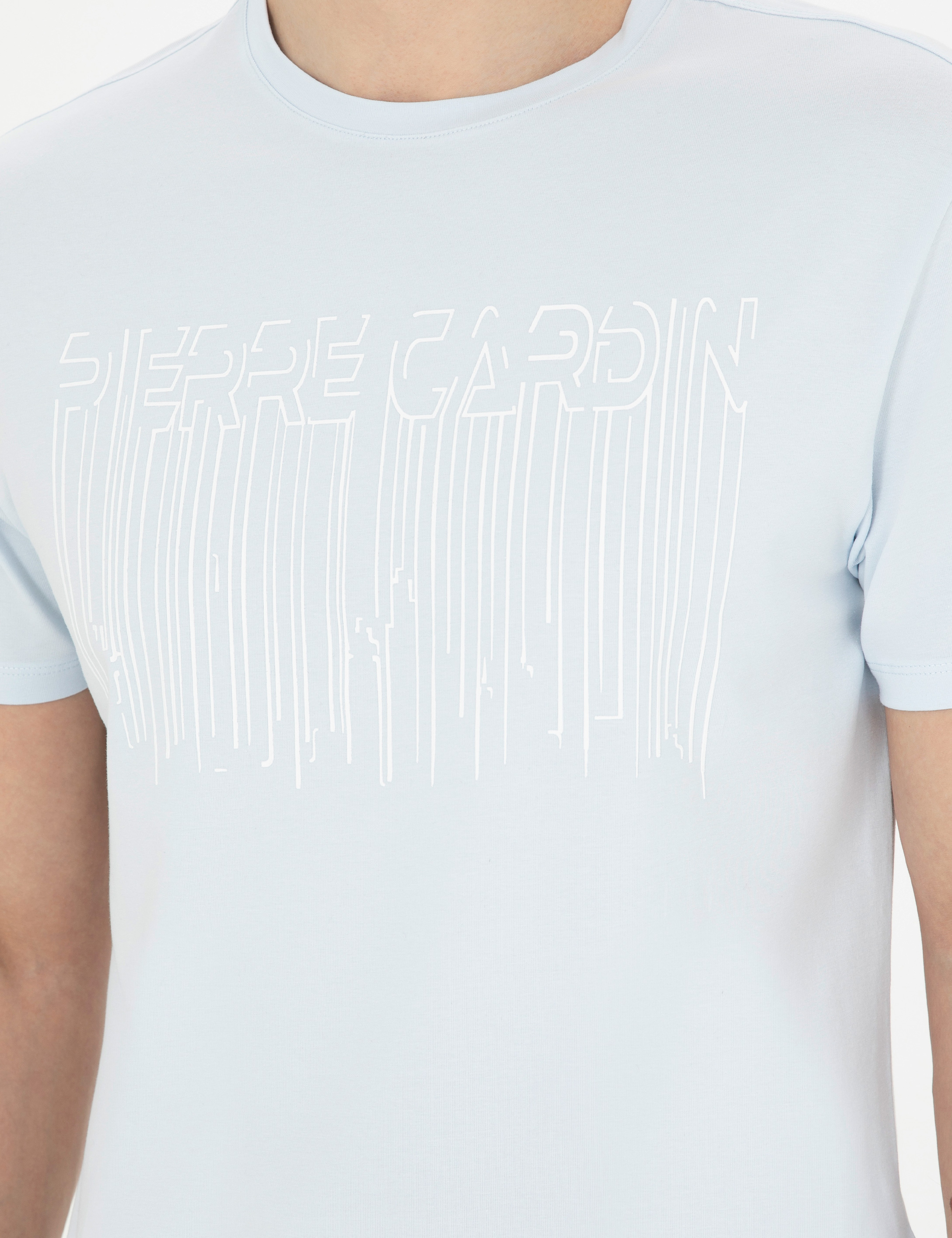 Açık Mavi Slim Fit Tişört - Image 7