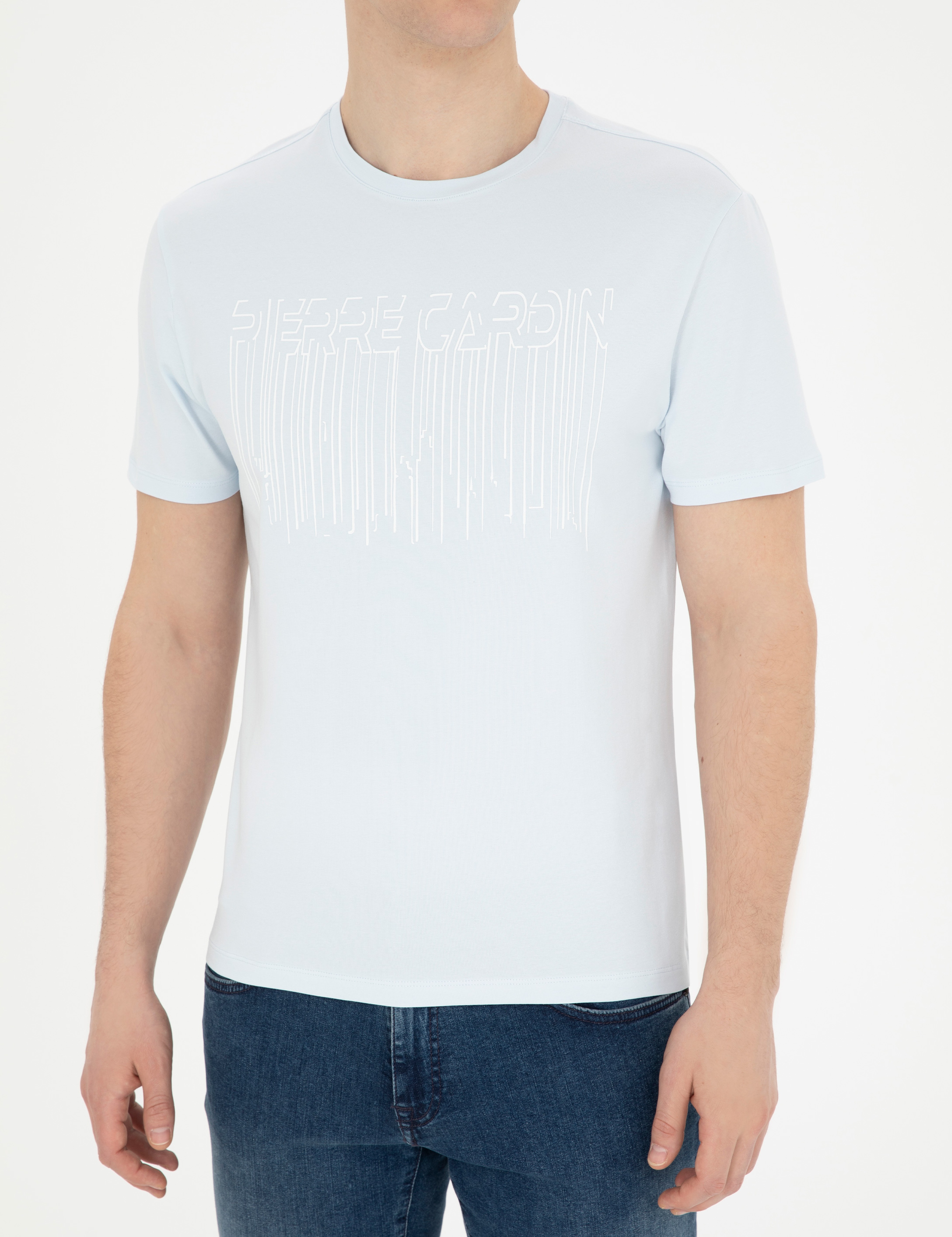 Açık Mavi Slim Fit Tişört - Image 6