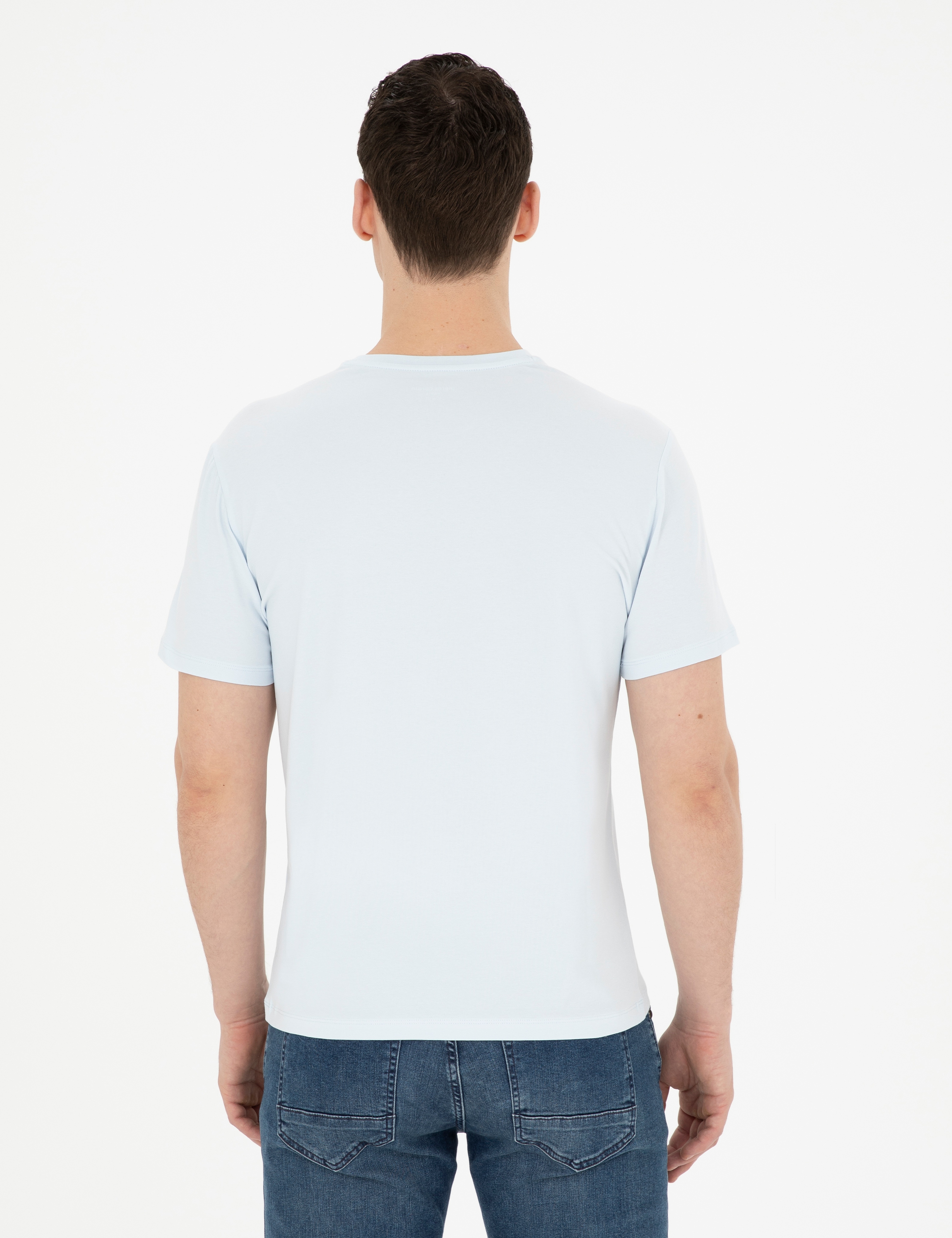 Açık Mavi Slim Fit Tişört - Image 5
