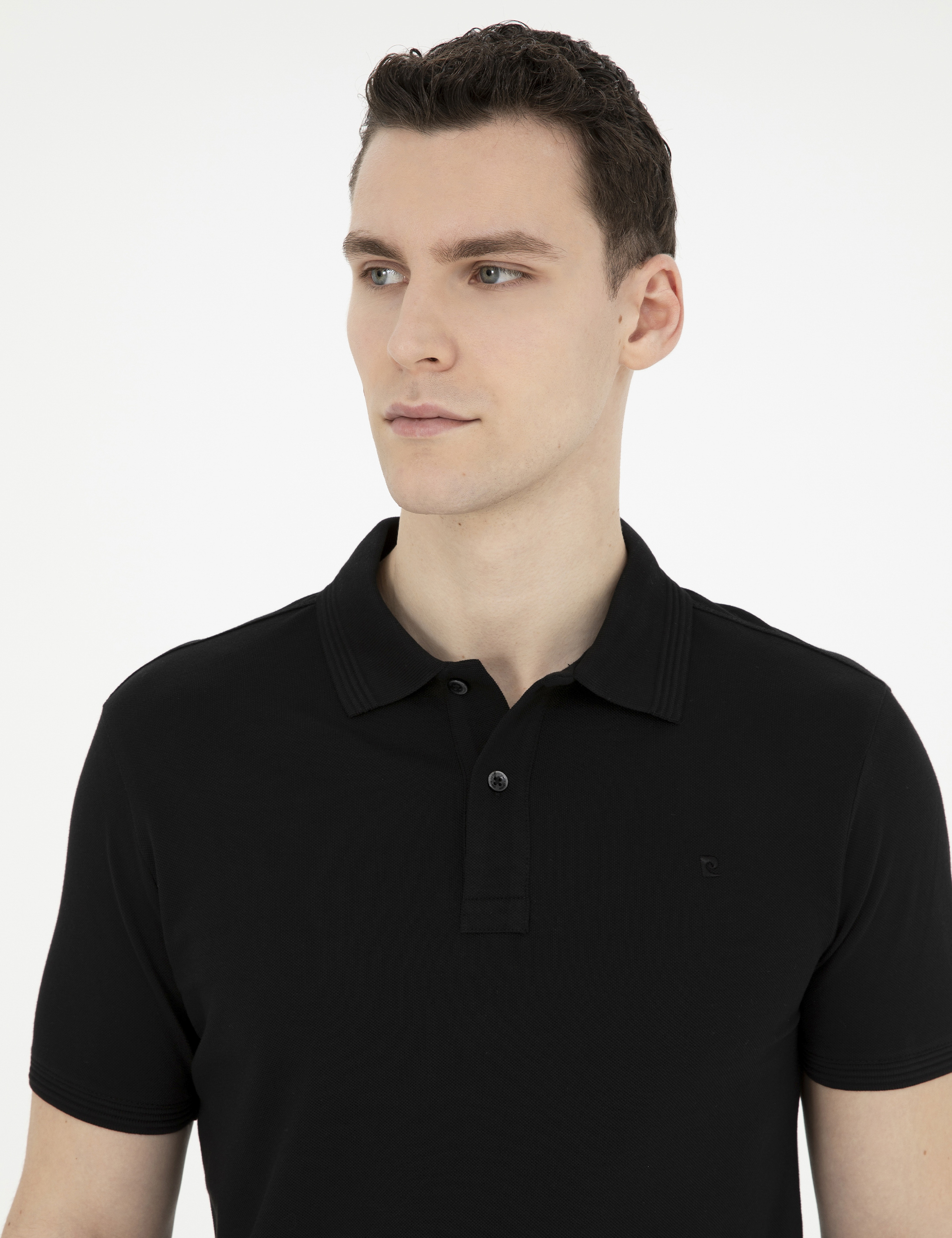 Siyah Slim Fit Basic Tişört - Image 2