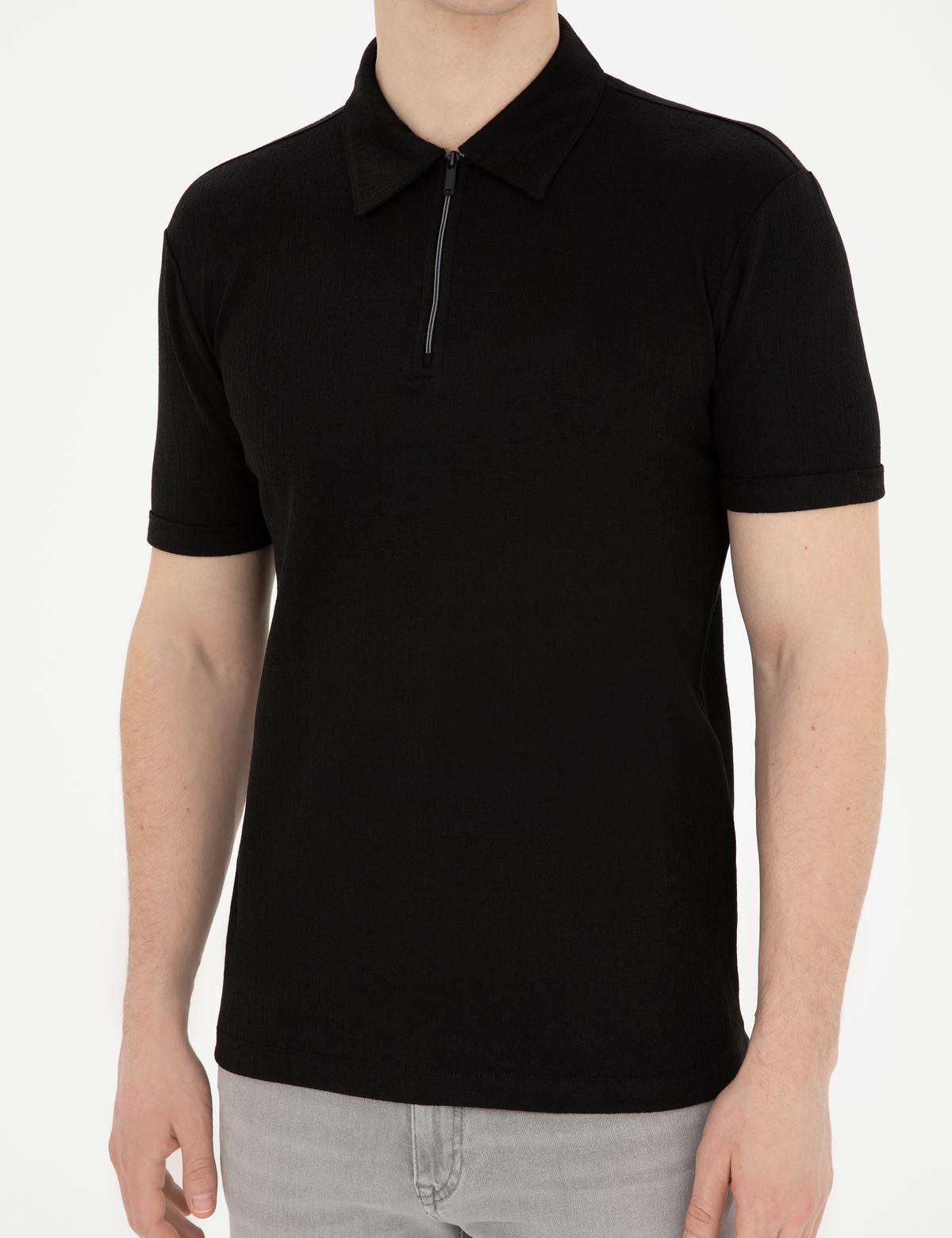 Siyah Slim Fit Tişört - 50288915007