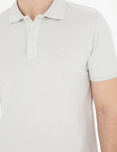 Açık Gri Slim Fit %100 Pamuk Basic Tişört