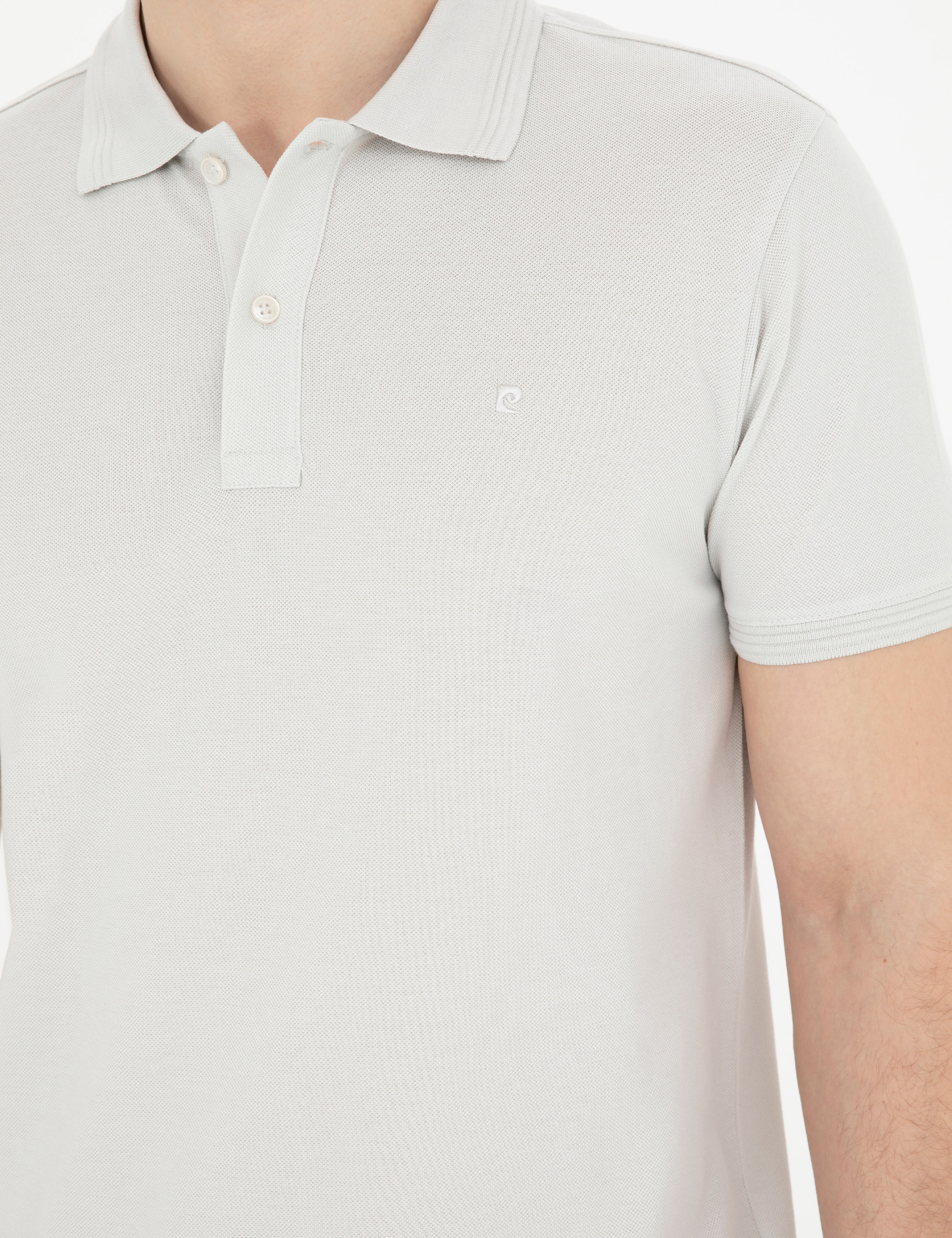 Açık Gri Slim Fit %100 Pamuk Basic Tişört