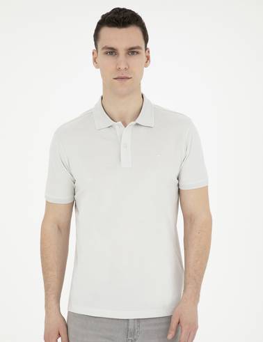 Açık Gri Slim Fit %100 Pamuk Basic Tişört