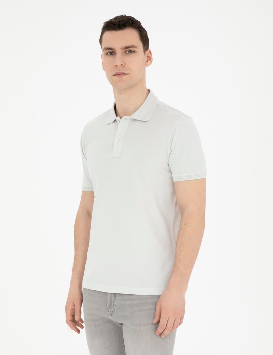 Açık Gri Slim Fit Basic Tişört