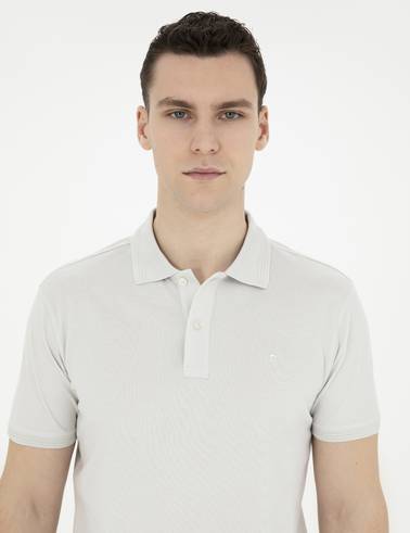 Açık Gri Slim Fit %100 Pamuk Basic Tişört