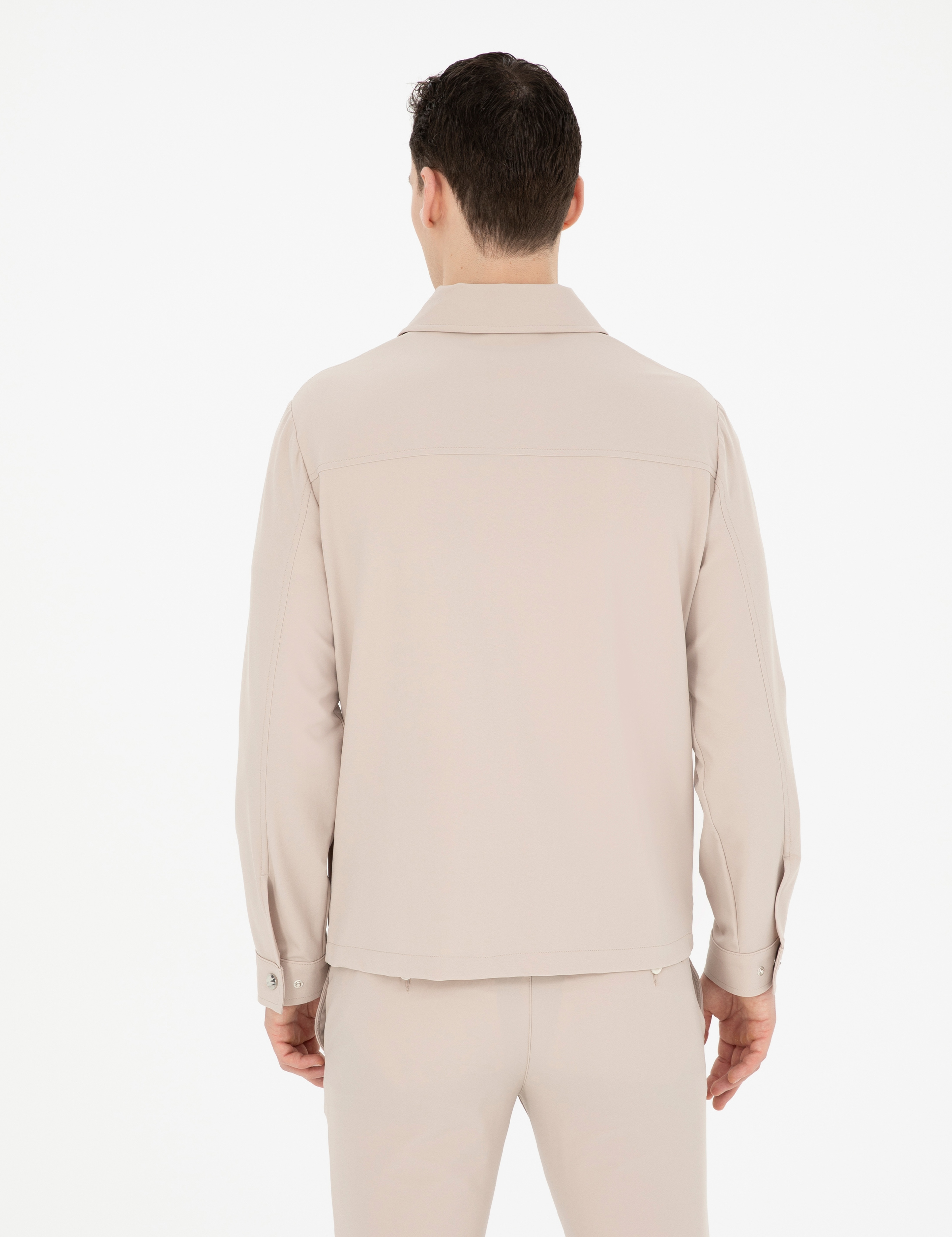 Bej Regular Fit Fermuarlı Ceket - Image 5