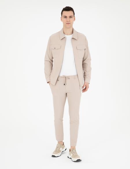 Bej Regular Fit Fermuarlı Ceket - 50287776080
