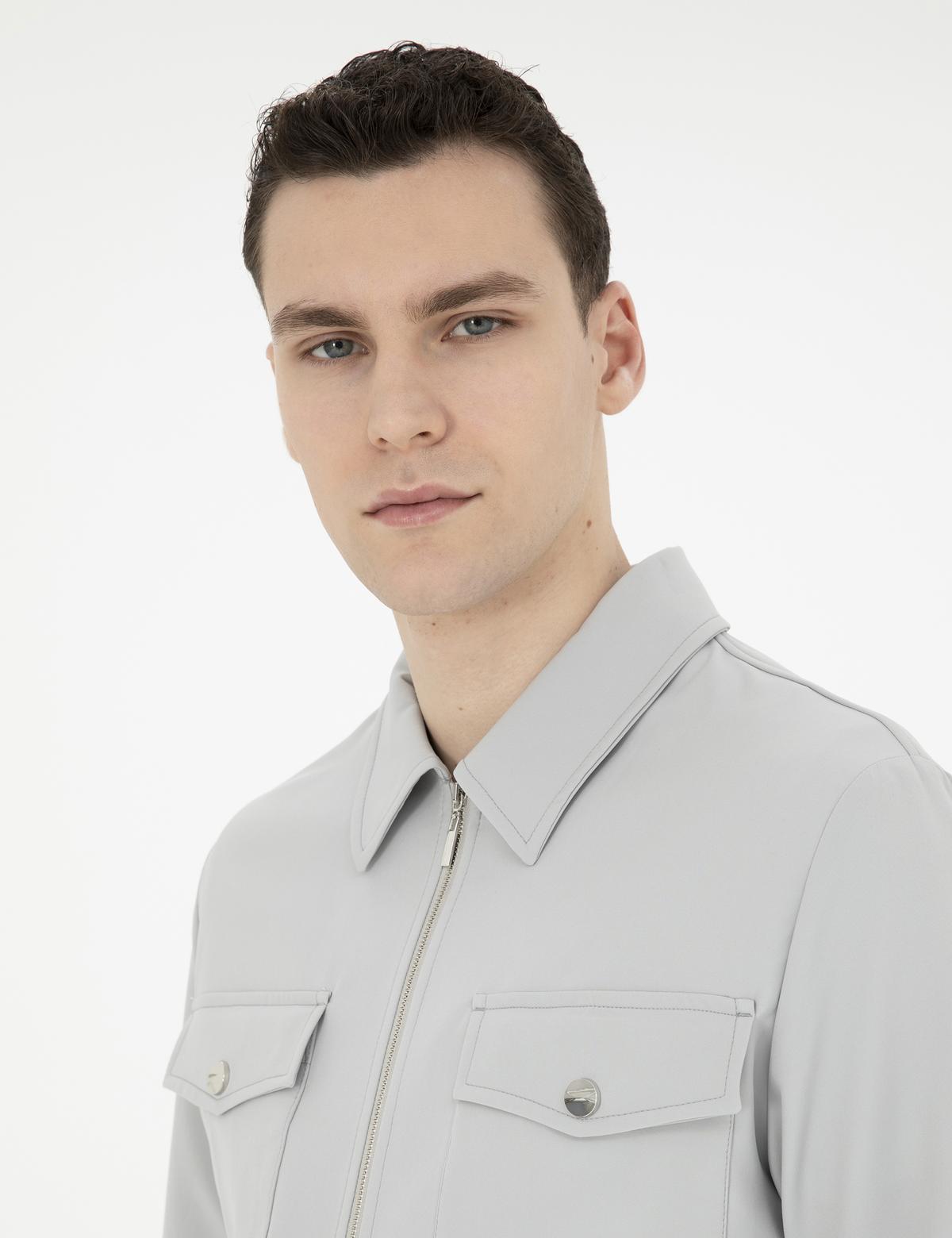 Taş Regular Fit Fermuarlı Ceket - 50287776113