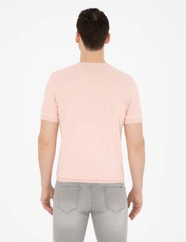 Açık Pembe Slim Fit Bisiklet Yaka Triko Tişört