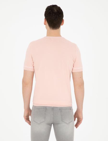 Açık Pembe Slim Fit Bisiklet Yaka Triko Tişört - 50288117023