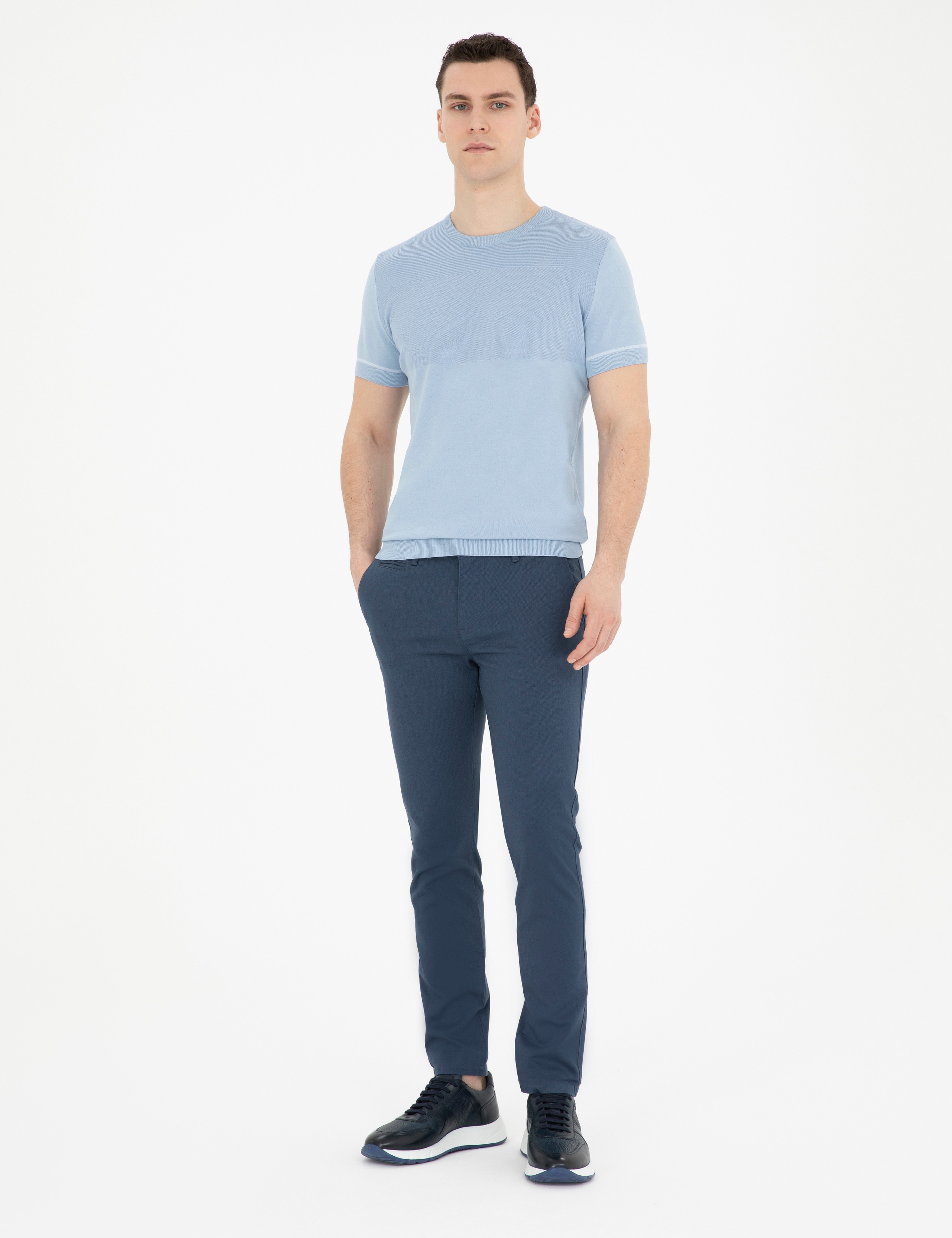 Mavi Slim Fit Bisiklet Yaka Triko Tişört - Image 4