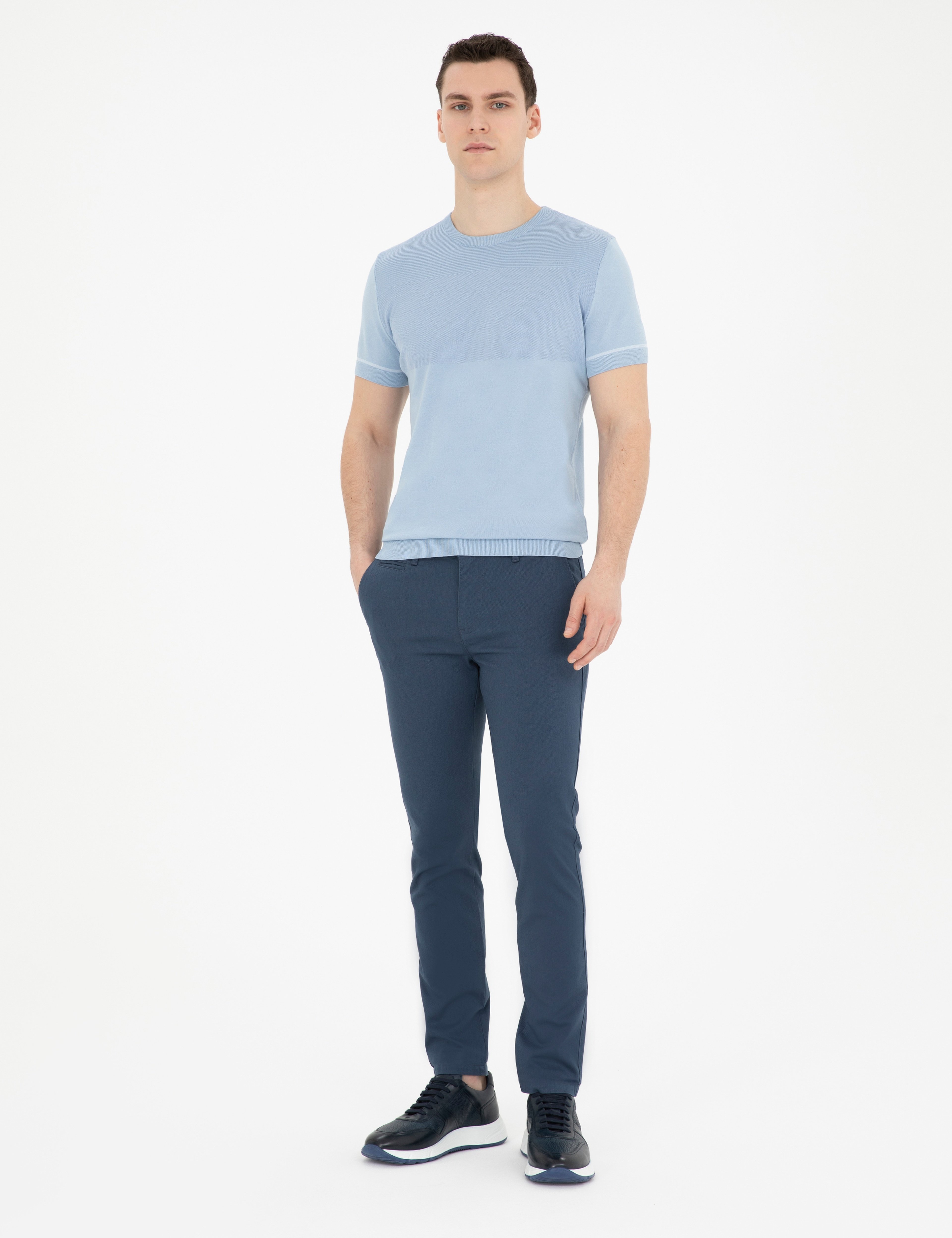Mavi Slim Fit Bisiklet Yaka Triko Tişört