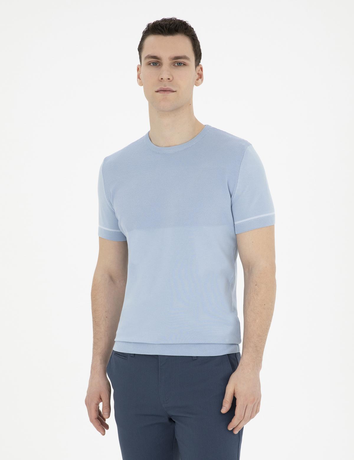 Mavi Slim Fit Bisiklet Yaka Triko Tişört