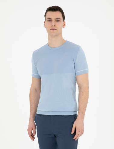 Mavi Slim Fit Bisiklet Yaka Triko Tişört
