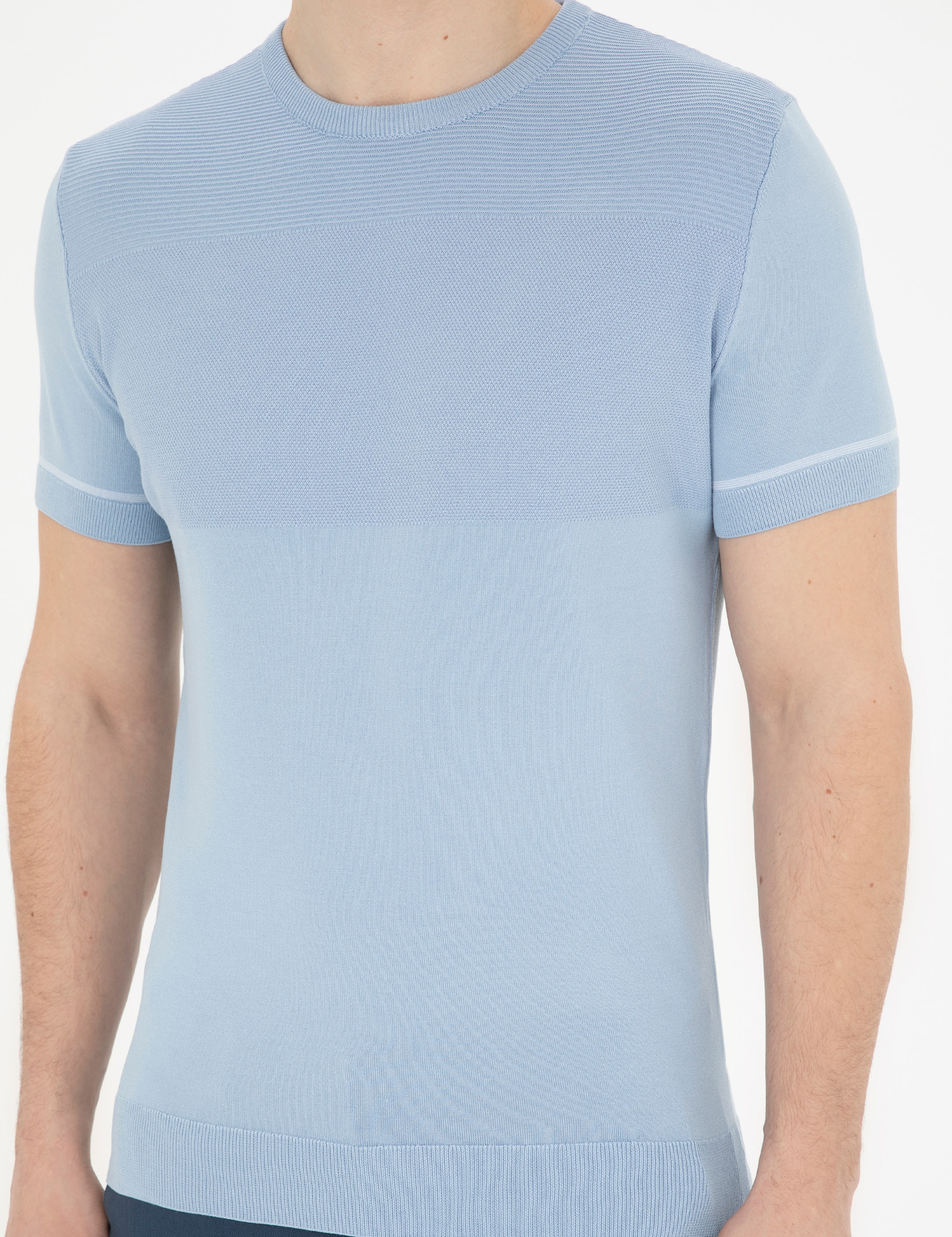Mavi Slim Fit Bisiklet Yaka Triko Tişört - Image 6