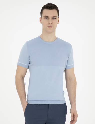 Mavi Slim Fit Bisiklet Yaka Triko Tişört